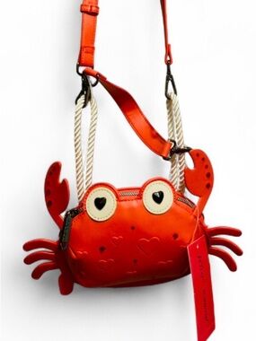 NEW VIRAL Betsey Johnson ORANGE CRAB Crossbody Bag with Rope Strap